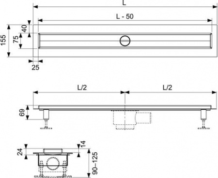 Решетка-основа для плитки 800 мм Tece Plate 600870 фото