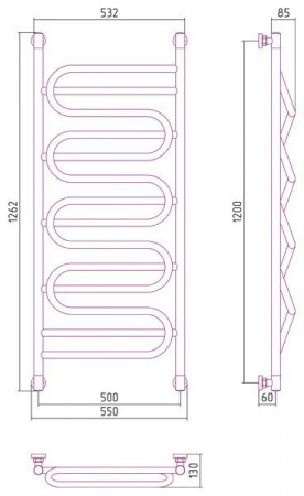Водяной полотенцесушитель Сунержа Иллюзия+ 120х50 00-0210-1250 фото