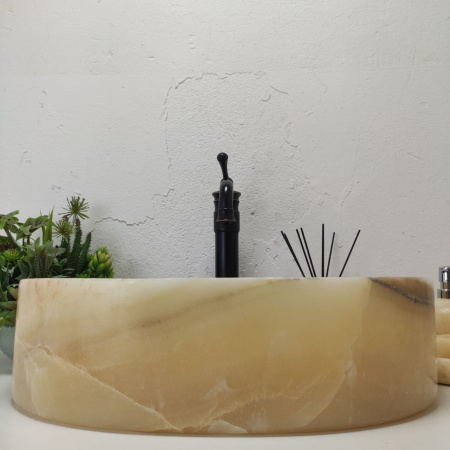 Накладная раковина из оникса Oval Yellow OY-01579 (53*38*14) фото