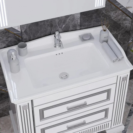 Тумба с раковиной Opadiris Оникс 100 00-00003527 с серебряной патиной фото