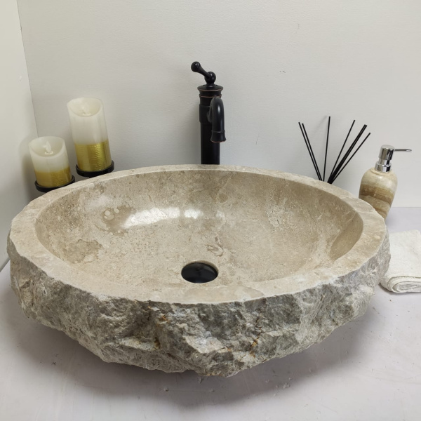 Накладная раковина из мрамора Erozy Cream Big EM-00449 (61*48*15см) фото