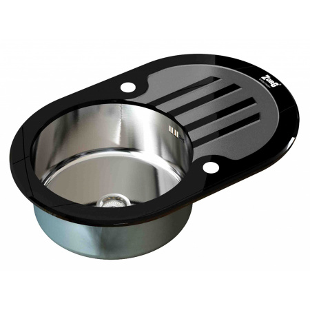 Мойка кухонная Zorg Inox Glass GL-7851-OV-BLACK фото