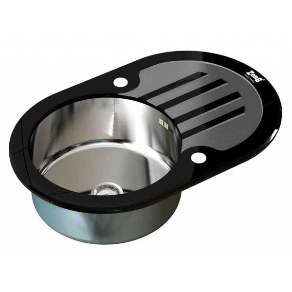 Мойка кухонная Zorg Inox Glass GL-7851-OV-BLACK фото