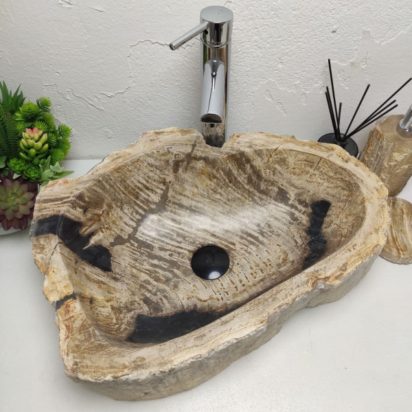 Накладная раковина из окаменелого дерева Fossil Basin OD-01305 (57*44*14) фото