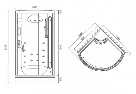 Гидромассажная кабина c паром Am.Pm Bliss L W53C-909-105WTF фото