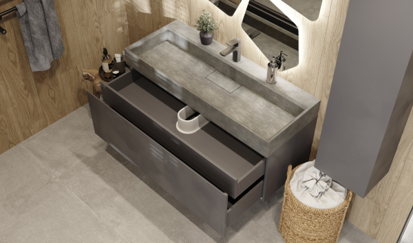 Тумба с раковиной Raval Facet Fac.01.120/P/A/RL 120 см антрацит фото