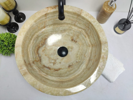 Накладная раковина из оникса Indo Bowl Green Medium BO-00013 фото
