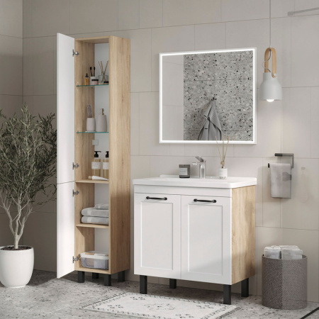 Шкаф-пенал EQUIL Lago 35 pnLAGO35-04 белый/дерево фото