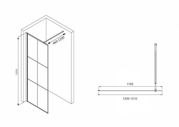 Душевая перегородка ABBER Immer Offen AG62120B8 120 см фото