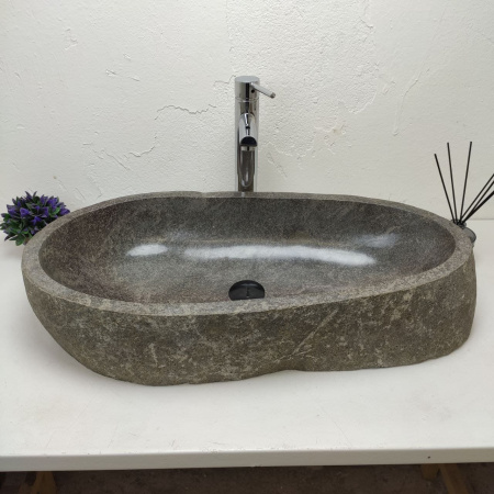 Накладная раковина из речного камня RS01188 (75*37*15) фото