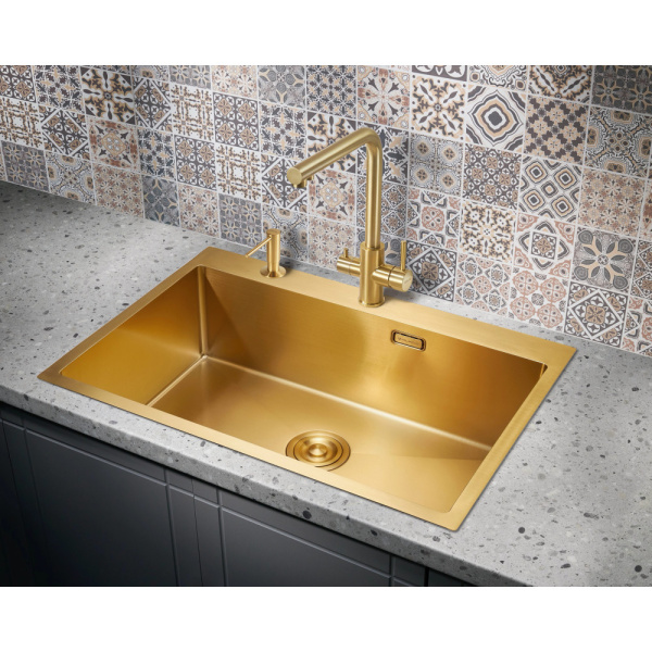 Мойка для кухни из нержавеющей стали Milacio Denia 75 MC.77508 75x51 брашированное золото фото