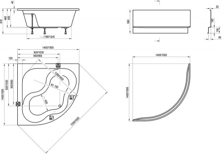 Угловая акриловая ванна Ravak Gentiana CF01000000 140x140 фото