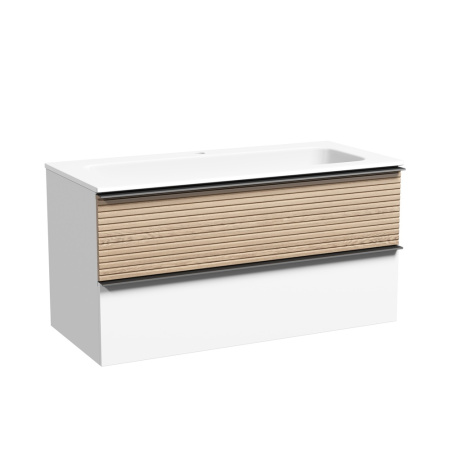 Тумба под раковину Sancos Delta DL100W дуб светлый/белый фото