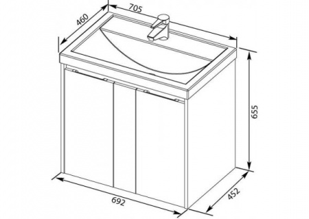 Тумба с раковиной Aquanet Клио 70 00212560 фото