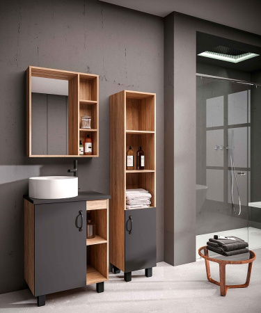 Тумба под раковину  Grossman Флай 60 106002 дуб сонома/серая фото