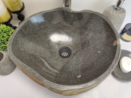 Накладная раковина из речного камня RSM0642 (44*39*15) фото