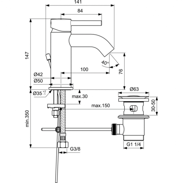 Смеситель для раковины Ideal Standard CERALINE BC193AA фото