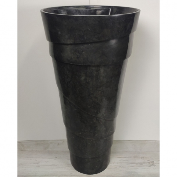 Напольная раковина из мрамора Indo Pedestal Black Spiral MN-393 фото