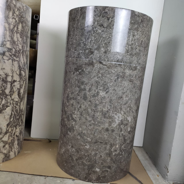 Раковина напольная из мрамора Silinder Full Polish Grey MN-0400 (50*50*90) фото