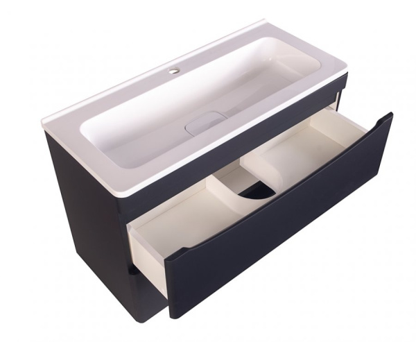 Тумба под раковину Style Line Бергамо мини 80 СС-00002324 черная матовая фото