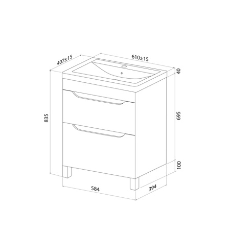 Напольная тумба с раковиной Iddis Ray RAY60WFi95K 60 см фото