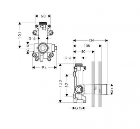 Скрытая часть модуля душа Axor ShowerCollection 28486180 фото