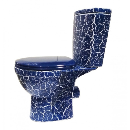 Унитаз-компакт напольный Rosa Рио 463881 синий кракелюр, с сиденьем фото