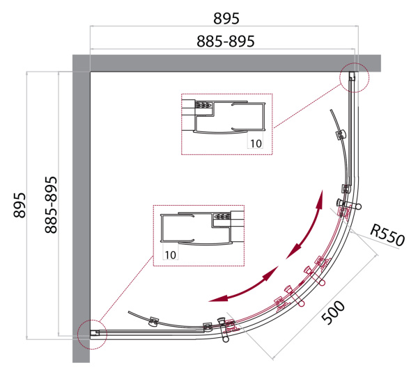 Душевой уголок BelBagno UNO-195 UNO-195-R-2-90-CH-CR фото