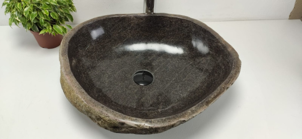 Накладная раковина из речного камня RS0825 (53*44*15) фото