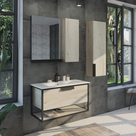 Зеркало-шкаф Comforty Бонн-90 дуб дымчатый фото