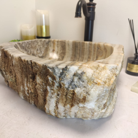 Накладная раковина из оникса Erozy Grey EO-00655 (45*43*15см) фото