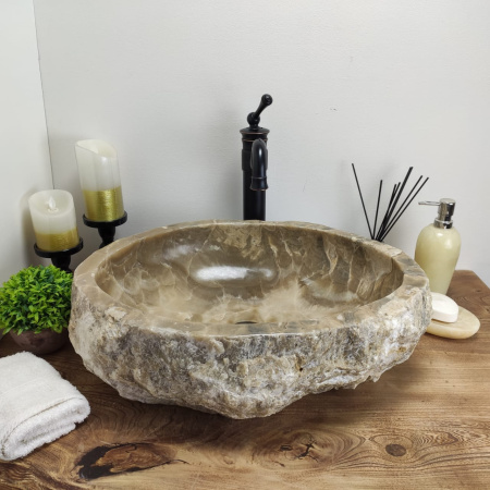 Накладная раковина из оникса Erozy Grey EO-00802 (52*42*15см) фото