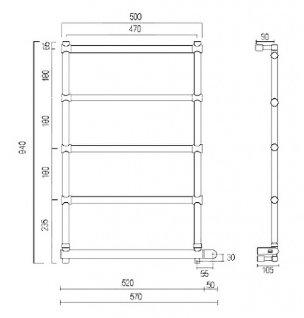 Электрический полотенцесушитель Margaroli Sole 542-5 бронза фото