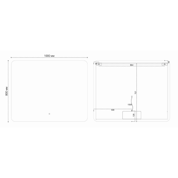 Зеркало с подсветкой Vincea LED VLM-3BE100 c сенсорным выключателем и диммером 100x80 фото