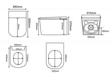Электронный унитаз-биде импульсный Abber Rechteck AC1216S с инсталляцией AC0101P2 фото