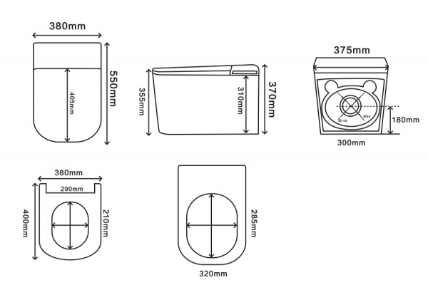Электронный унитаз-биде импульсный Abber Rechteck AC1216S с инсталляцией AC0101P2 фото