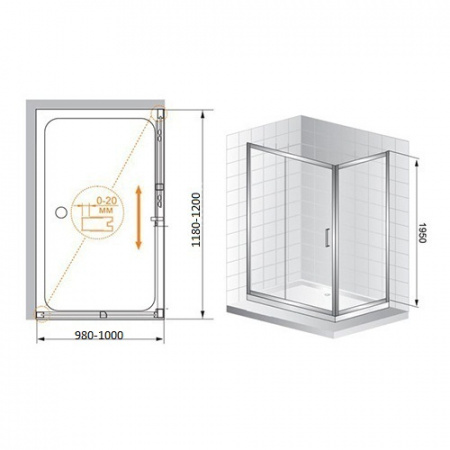 Душевой уголок Cezares Porta PORTA-AH-11-120/100-P-Cr 120x100 см фото