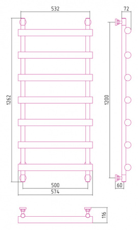 Водяной полотенцесушитель Сунержа Атлант 120х50 00-0226-1250 фото