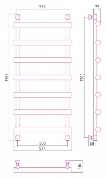 Водяной полотенцесушитель Сунержа Атлант 120х50 00-0226-1250 фото