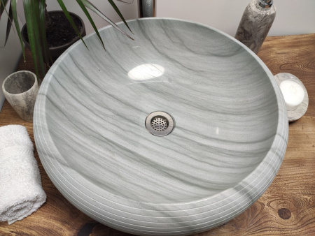 Раковина из камня андезит Indo Donut Blue Medium DA-00211 фото