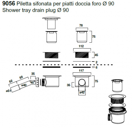 Сифон для поддона Kerasan 905693 бронза фото