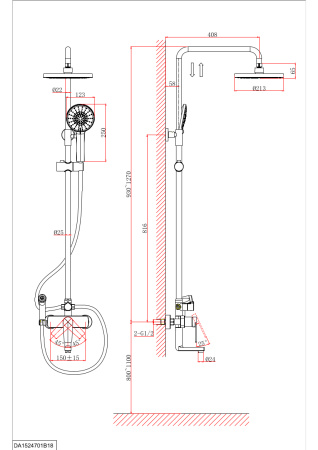 Душевая система с гигиеническим душем D&K Bayern.Furth DA1524701B18 хром фото