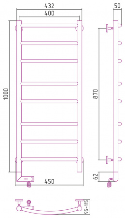 Полотенцесушитель электрический Сунержа Галант 2.0 100х40 с блоком управления слева, 00-5200-1040 фото