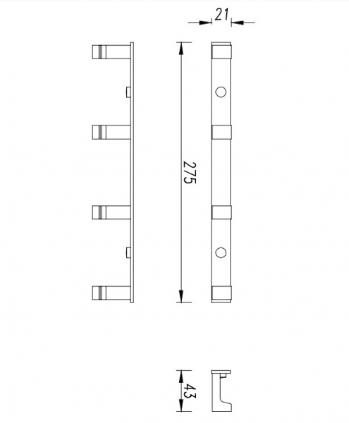 Крючок для ванной четверной Omnires Uni UN10140/KCR хром фото