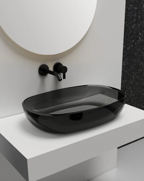 Накладная раковина Abber Kristall AT2805Onyx 60x40 черная фото