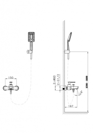 Смеситель для ванны с душем AltroBagno Aperto 0211NeOp фото