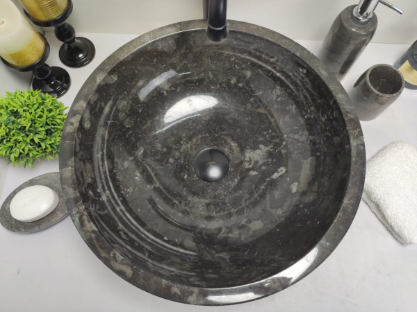 Раковина из мрамора Indo Bowl Black Medium BM-00259 фото