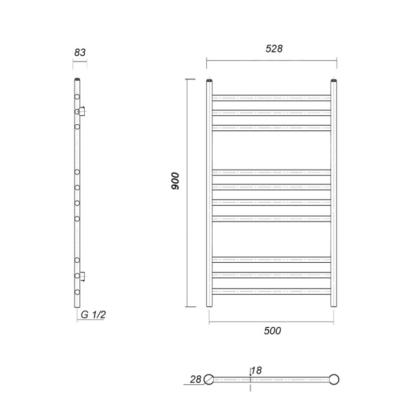 Полотенцесушитель водяной Domoterm Медея Медея П10 500x900 АБР фото