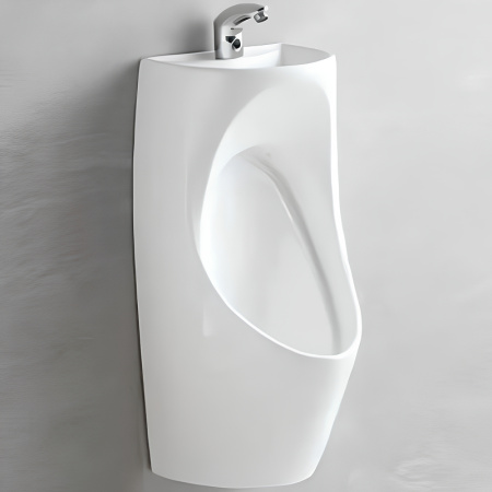 Писсуар со встроенным рукомойником CeramaLux X573P с горизонтальным выпуском фото