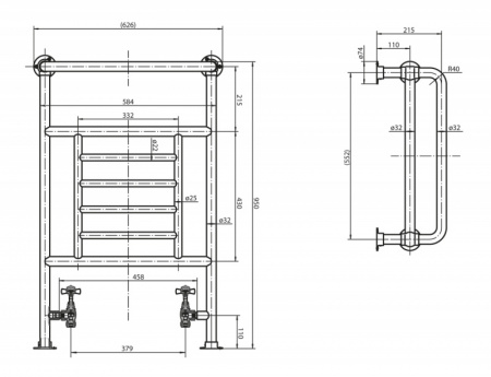 Водяной полотенцесушитель Cezares Corato CORATO-02 бронза фото
